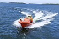 Fast rescue boat during the STCW-course of the Alandica Shipping Academy in Åland