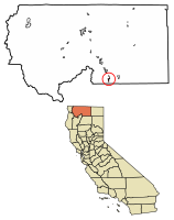 Location of Dunsmuir in Siskiyou County, California.