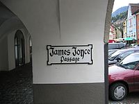 Amtliches Straßenschild: „James Joyce Passage“