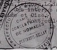 A seal on a document on the Montreuil-Bellay "nomad concentration camp" (1943).