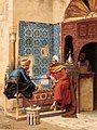Image 22Chess game between Tha'ālibī and Bākhazarī, 1896 painting by Ludwig Deutsch (from History of chess)