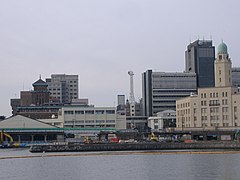 Yokohama Three Towers and Ronald Reagan Boulevard.