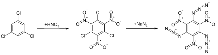 Synthese von 1,3,5-Triazido-2,4,6-trinitrobenzol