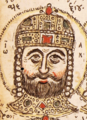 The Byzantine crown was augmented with a spherical top in the 12th century, a change reflected in the portraits from John II Komnenos (r. 1118–1143) onwards.[29]