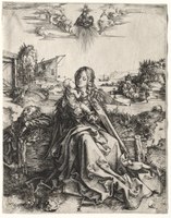 The Holy Family with the Dragonfly, Albrecht Dürer, 1495, engraving; Joseph is asleep.