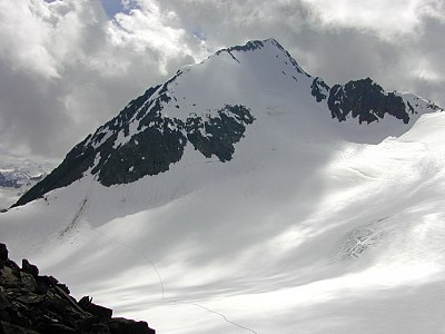 View looking WSW from the Wildgrat Scharta, showing the Northeast face and the East ridge