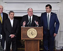Governor Hogan speaking at a podium
