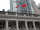 The Hong Kong flag and the Chinese flag flown side by side at the patio of the former Legislative Council Building