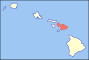Location of the island of Maui in Hawaii