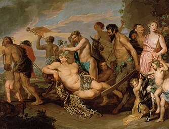 The Triumph of Bacchus; by Michaelina Wautier; before 1659; oil on canvas; 270 x 354 cm; Kunsthistorisches Museum[110]