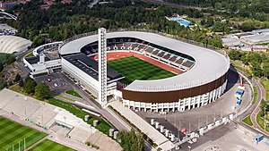 Das renovierte Olympiastadion am 12. August 2020, wenige Tage vor der Wiedereröffnung