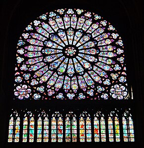 North rose window including lower 18 vertical windows
