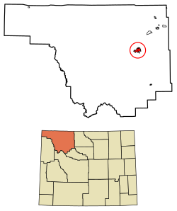 Location of Cody in Park County, Wyoming.