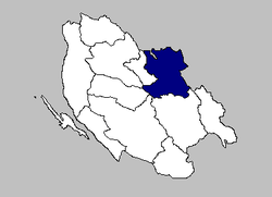 Map of the Plitvička Jezera municipality within its county