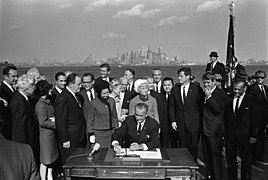 President Lyndon B. Johnson Signing of the Immigration Act of 1965 (02) - restoration1