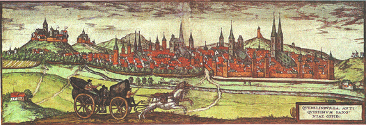 Quedlinburg 1581 von Braun und Hogenberg