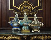 3 out of only 10 original surviving examples of the Sèvres pot-pourri vase in the shape of a ship, 1760s