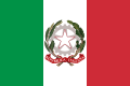 The state ensign of Italy, a charged vertical triband.