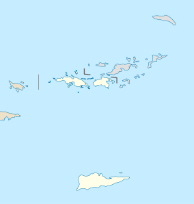 A map of the US Virgin Islands showing the location of Buck Island Reef National Monument