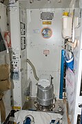 Space toilet inside Node 3, after relocation from the US lab