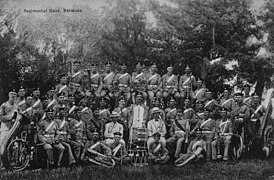 Band of the 3rd Battalion The Royal Fusiliers wear Brodrick caps in Bermuda, circa 1903