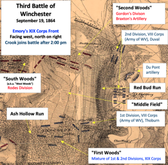 old map showing troop positions and terrain