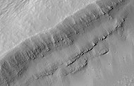 Layers on crater wall, as seen by HiRISE under HiWish program