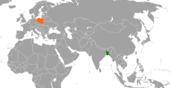 Map indicating locations of Bangladesh and Poland