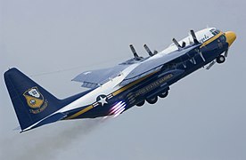 The US Navy's Blue Angels C-130 Hercules "Fat Albert" using JATO during takeoff