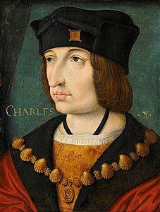 Charles VIII of France, son of Louis XI, wearing the collar of the Order of Saint Michael