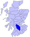 Map of Scotland showing the historic district of Clydesdale