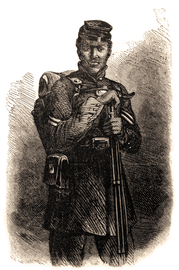 Illustrator Vincent Colyer later recycled this image in Report of the Services Rendered by the Freed People to the United States Army, in North Carolina with the caption "Sergeant Furney Bryant, 1st North Carolina Colored Troops."