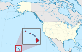 Karte der USA, Hawaii hervorgehoben