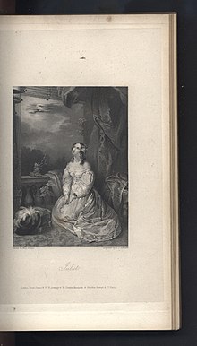 Juliet, the illustration for "Transformation" in The Keepsake for 1831. Painted by Louisa Sharpe and engraved by J. C. Edwards.
