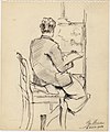 Lismonde in his workshop, drawing by Léon van Dievoet, 4 April 1944.