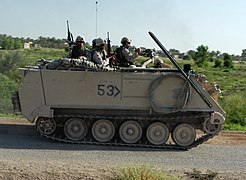 The M113, one of the most common tracked APCs, on duty during the Iraq War