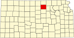 State map highlighting Cloud County