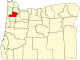 State map highlighting Yamhill County