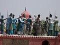 Sculpture of the execution of Bhai Mati Das by being sawn in half at Mehdiana Sahib
