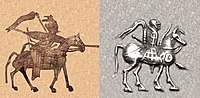 Orlat warrior and warrior on a coin of Azes I.