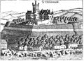 Ottensheim. Vischer, showing palisading around the castle.