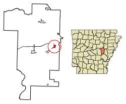Location of Fredonia (Biscoe) in Prairie County, Arkansas.