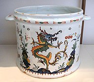 Polychrome jardiniere with Chinese dragon, 1725–40.
