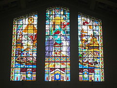 One of the shrine's stained glass windows