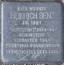 Stolperstein für Heinrich Benz