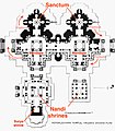 Floor plan of the Hoysaleshwar temple – a twin temple