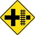 (W7-13) Railway Level Crossing on Crossroad (right)
