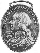 A photograph of a military medal, which bears a relief of Oliver Cromwell's profile