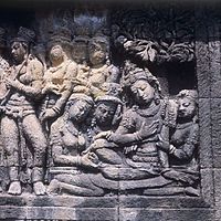 Relief sculpture from Borobudur temple, Indonesia, c. 760–830