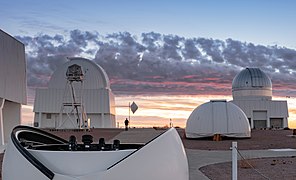 A rare richly colored sunset sky is the backdrop to this image of Cerro Tololo Inter-American Observatory (CTIO)